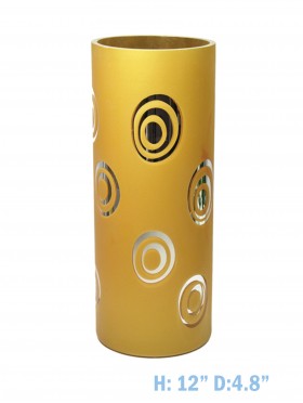 OPAQUE COLOURED GLASS VASE WITH METALLIC DETAILS